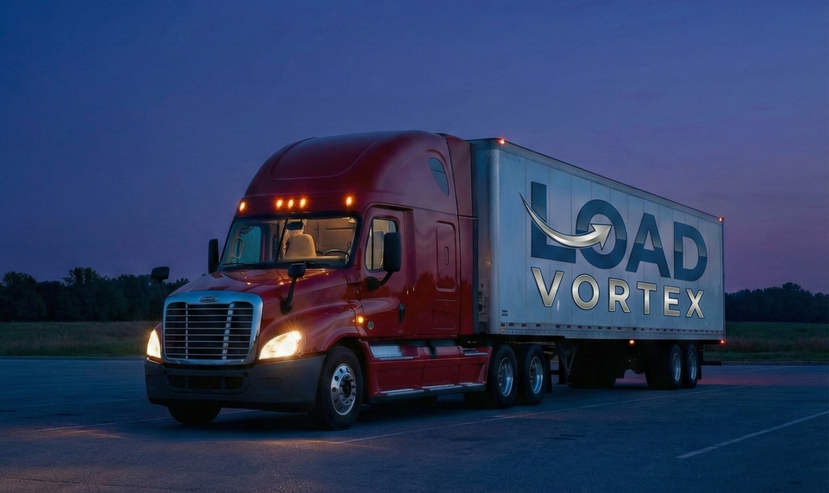 Dry van trailer on the open road